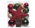 Cutie cu 33 globuri asortate si varf de brad Star Christmas, Decoris, plastic, multicolor