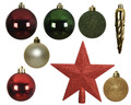 Cutie cu 33 globuri asortate si varf de brad Star Christmas, Decoris, plastic, multicolor