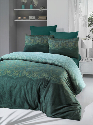 Lenjerie de pat pentru o persoana (BL), L'essentiel Maison, Pandora, Verde / Alb / Galben