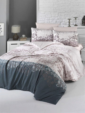 Lenjerie de pat pentru o persoana Single XL (DE), L'essentiel Maison, Rina, Maro / Alb / Crem / Turcoaz