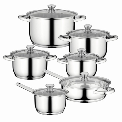 Se vase pentru gatit 12 piese BergHOFF, Essentials Gourmet, inox/sticla