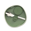 Set caserola pentru pranz cu tacamuri BergHOFF, Leo, 19.5 x 19.5 x 9.5 cm, 1.6 L, polipropilena/inox, verde