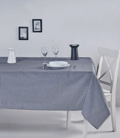 Fata de masa, Hermia, 198DCH1137, Model în carouri, Alb/Negru
