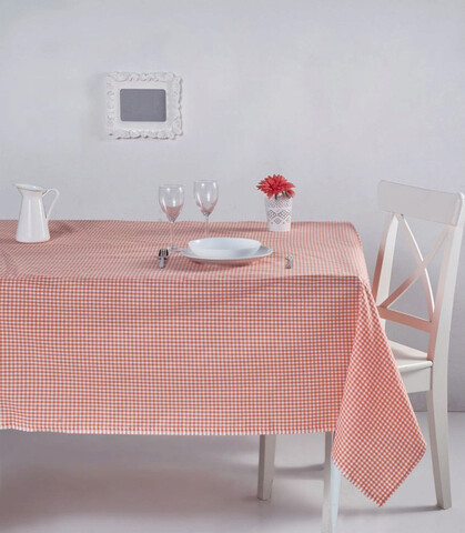 Fata de masa, Hermia, 198DCH1135, Model în carouri, Portocaliu