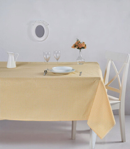 Fata de masa, Hermia, 198DCH1140, Se poate spala la masina pana la maximum 30-40 grade Celsius, Galben