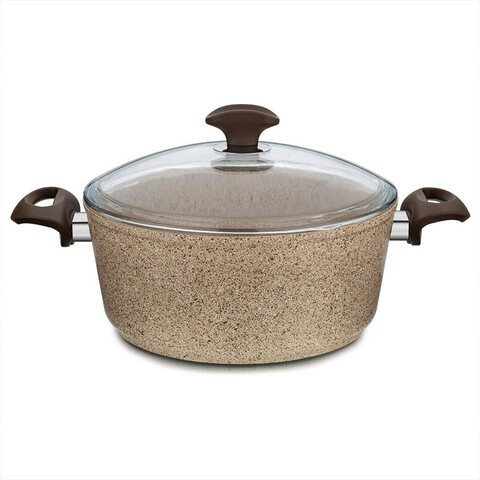 Oala, Hermia, 440FLZ1142, Invelis din granit , Capac de sticlă (1 bucată), Crem