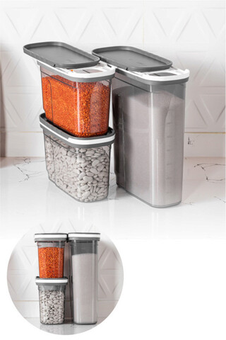 Set recipiente depozitare, Hermia, 964FRM1117, Dimensiune: 9,5 x 19,5 x 13 cm / 1250 ml (2 bucăți), Antracit