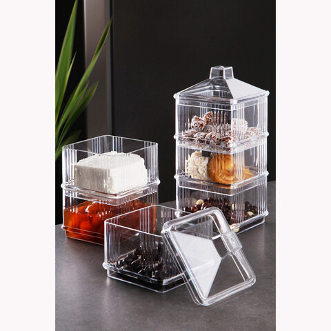 Set recipiente depozitare, Hermia, 964FRM5105, Capac: 10 x 10 x 7,5 cm (2 bucăți), Transparent