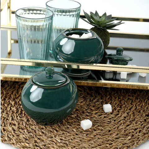 Set boluri de zahăr din ceramică, Hermia, 275KRM1312, Dishwasher - safe up to 60 °C / Microwave - safe, Verde