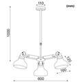 Lustra Aca Lighting, Industrial Style, 3xE27, 60W