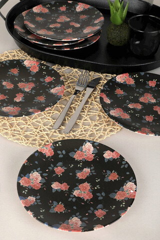 Set farfurii pentru desert, Keramika, 275KRM1261, Ceramica, Roz/Negru