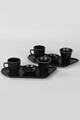Set cesti de cafea, Hermia, 275KRM1196, Farfurie: 26 cm (2 bucăți), Aur/Negru