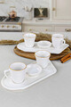 Set cesti de cafea, Hermia, 275KRM1198, Farfurie: 26 cm (2 bucăți), Alb