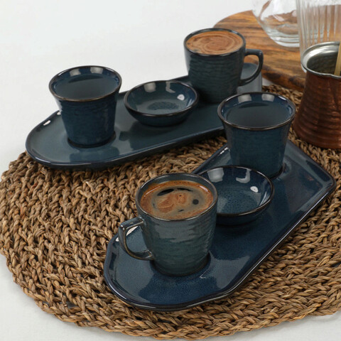 Set cesti de cafea, Hermia, 275KRM1435, Antibacterian, Albastru navy
