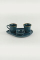 Set cesti de cafea, Hermia, 275KRM1186, Farfurie: 26 cm (2 bucăți), Albastru