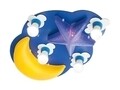 Lampa de perete pentru copii, Aca Lighting, Moon and Star Blue, 4xE27, 40W