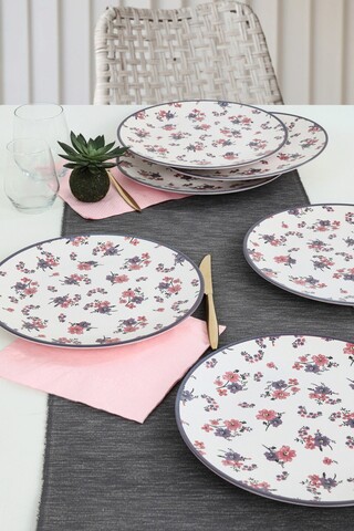 Set platouri servire, Keramika, 275KRM1709, Ceramica, Alb/Roz