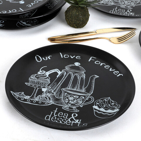 Set platouri servire, Keramika, 275KRM1408, Ceramica, Negru mat