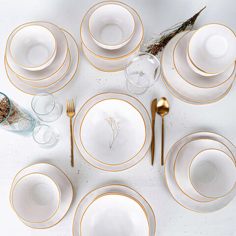 Serviciu de masa, Keramika, 275KRM1685, Ceramica, Aur/Alb