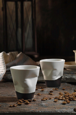 Set cesti de cafea, Kütahya Porselen, 710KTP3359, Portelan, Crem/Negru