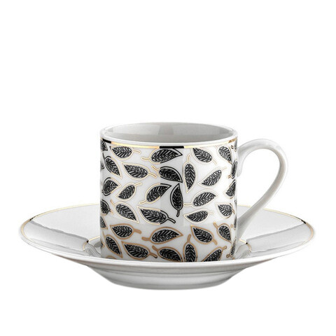 Set cesti de cafea, Kütahya Porselen, 710KTP1249, Portelan, Alb/Negru