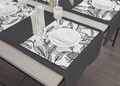 Set suporturi pentru farfurie, Mia, 742TMA7805, Poliester, Alb/Negru