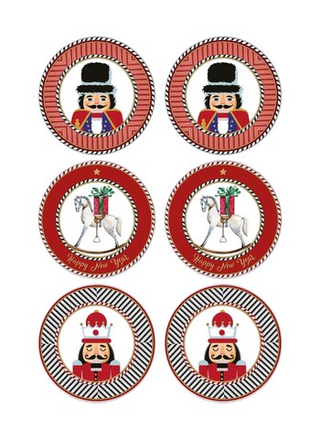 Set platouri servire desert, Hermia, 280TMA1621, Mașină de spălat vase - nesigură / Cuptor cu microunde - nesigură, Roșu / Alb / Gri