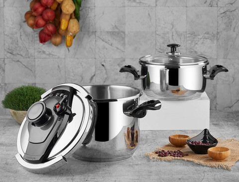 Set oale sub presiune, Hermia, 721NBL3122, Dishwasher - safe / Microwave - not safe / BPA Free, Otel/Negru