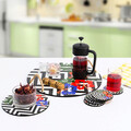 Set tava servire + suporturi pahare, Hermia, 283PLN1104, Diametru placă de bază: 18 cm (1 bucată), Multicolor
