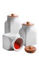 Set recipiente depozitare, Hermia, 238PLN3004, Dimensiune: 10,5 x 10,5 x 14 cm / 500 ml (1 bucată), Alb/Maro