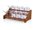 Set recipiente pentru condimente cu suport, Plasberg, 619PLS1104, Plastic, Maro/Transparent