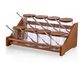 Set recipiente pentru condimente cu suport, Plasberg, 619PLS1108, Plastic, Maro/Transparent