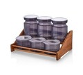 Set recipiente pentru condimente cu suport, Hermia, 619PLS1138, Dishwasher - safe / Microwave - not safe / BPA Free, Maro/Mov