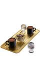 Set cesti de cafea, Rowe, 196RWE2523, Plastic, + tava servire 17 x 39 cm, Auriu