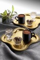 Set cesti de cafea, Rowe, 196RWE2524, Plastic, + 2 tavi servire 21 x 21 cm, Auriu