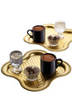 Set cesti de cafea, Rowe, 196RWE2524, Plastic, + 2 tavi servire 21 x 21 cm, Auriu