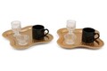 Set cesti de cafea, Rowe, 196RWE2524, Plastic, + 2 tavi servire 21 x 21 cm, Auriu