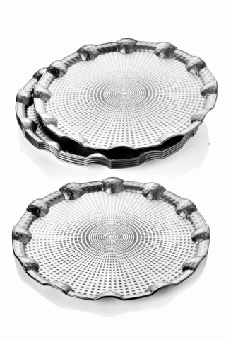 Tava pentru servire, Rowe, 196RWE5208, Plastic, 28 x 28 x 2 cm, 6 piese, Argintiu
