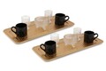 Set cesti de cafea, Rowe, 196RWE2519, Plastic, + 2 tavi servire 17 x 39 cm, Auriu