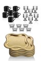 Set cesti de cafea, Rowe, 196RWE2521, Plastic, + 6 tavi servire 21 x 21 cm, Auriu