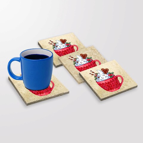 Set suporturi de pahare, Hermia, 366TYR1214, 10 x 10 x 1 cm, 4 piese, Multicolor