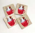 Set suporturi de pahare, Hermia, 366TYR1214, 10 x 10 x 1 cm, 4 piese, Multicolor