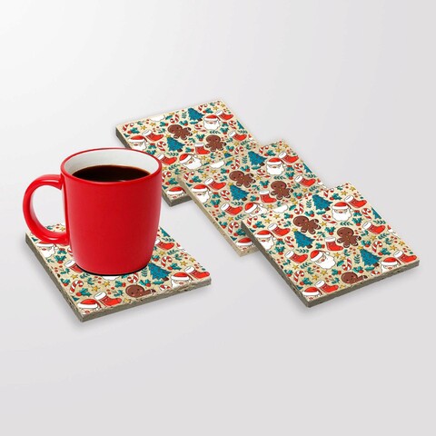 Set suporturi de pahare, Hermia, 366TYR1224, 10 x 10 x 1 cm, 4 piese, Multicolor