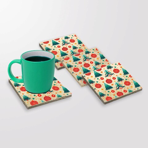 Set suporturi de pahare, Hermia, 366TYR1225, 10 x 10 x 1 cm, 4 piese, Multicolor