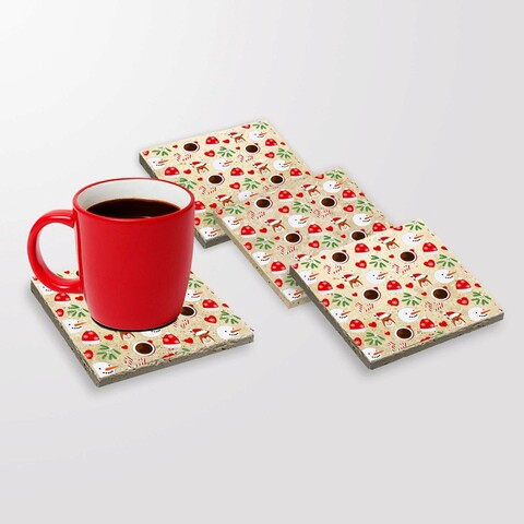 Set suporturi de pahare, Hermia, 366TYR1226, 10 x 10 x 1 cm, 4 piese, Multicolor