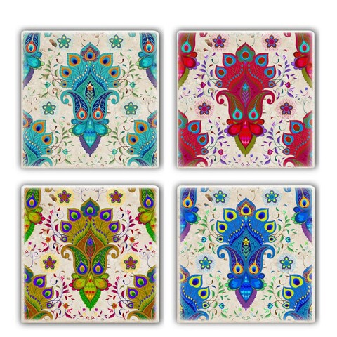Set suporturi de pahare, Hermia, 366TYR1173, Multicolor