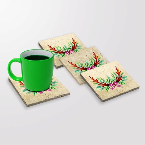 Set suporturi de pahare, Hermia, 366TYR1227, 10 x 10 x 1 cm, 4 piese, Multicolor