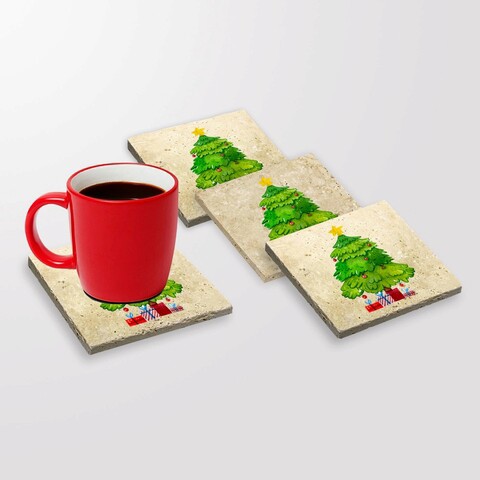 Set suporturi de pahare, Hermia, 366TYR1228, 10 x 10 x 1 cm, 4 piese, Multicolor