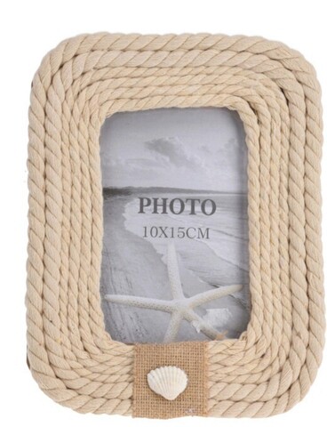 Rama foto Rope, 17x3x22.5 cm, lemn, crem