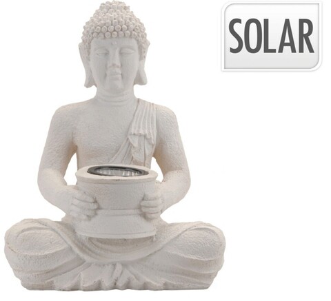 Lampa solara de gradina Buddha, 21x14x28 cm, ceramica